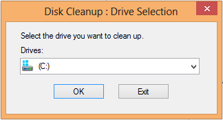Drive selection for Disk cleanup