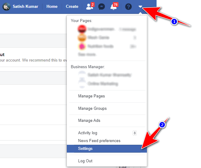 choose Facebook settings