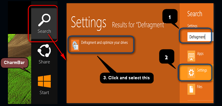 defragmentation panel in windows 8