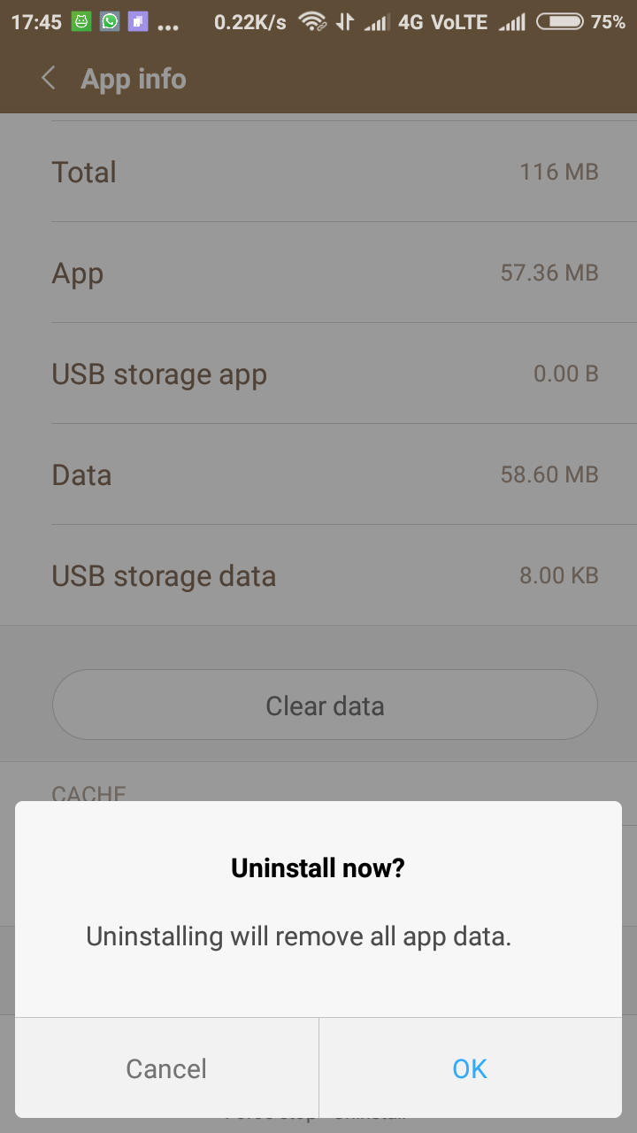 Uninstall whatsapp