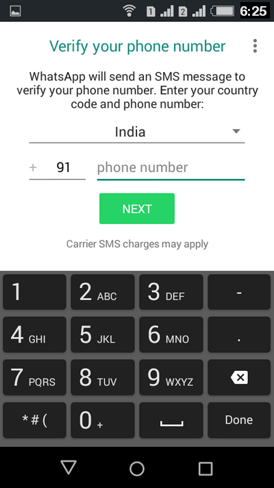 Verify your number in whatsapp