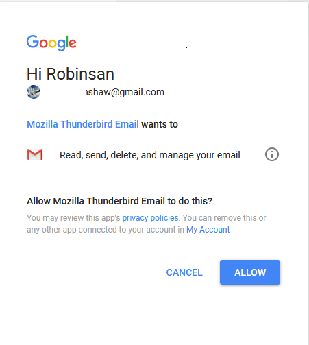 accept the permissions