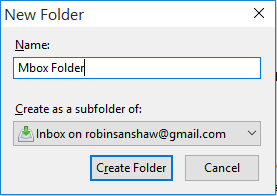 Create a new folder in thunderbird email client