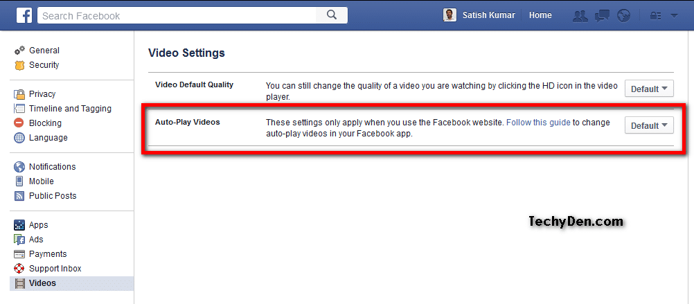 choose Autoplay videos