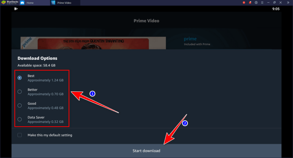 choose video quality for download