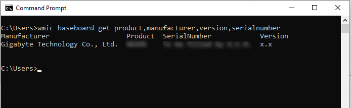 cmd command to know motherboard