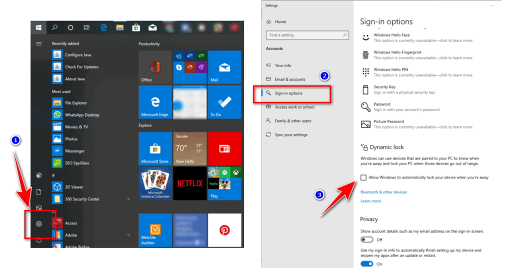 dynamic lock activation in windows 10