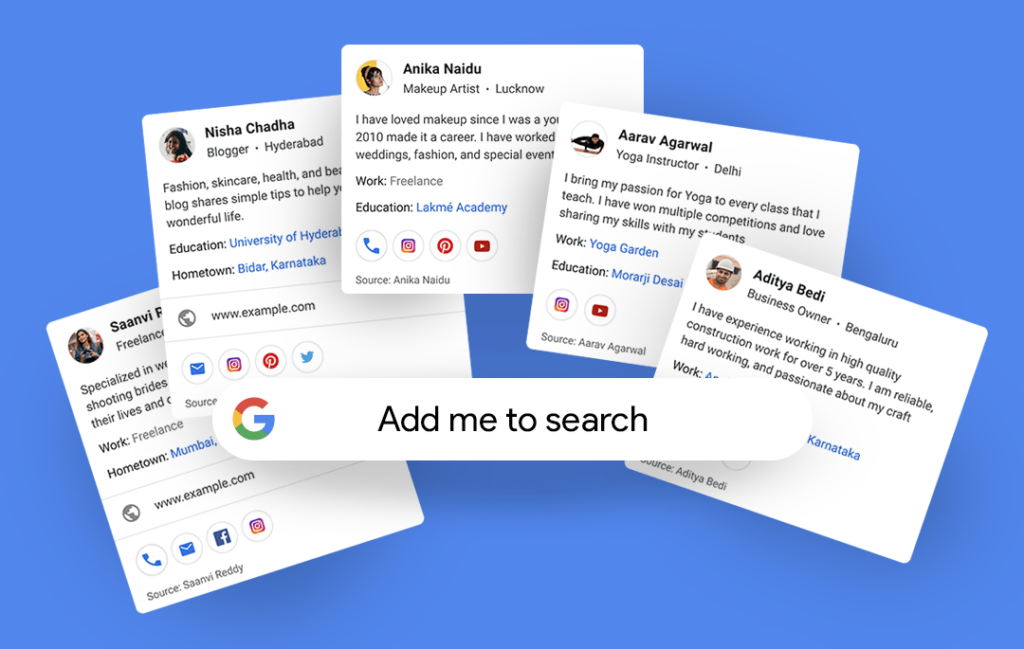 Add me to search - Google Virtual Visiting Card
